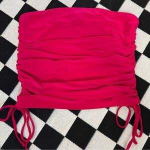 Express Hot Pink Ruched Waist Strings Tube Top Small